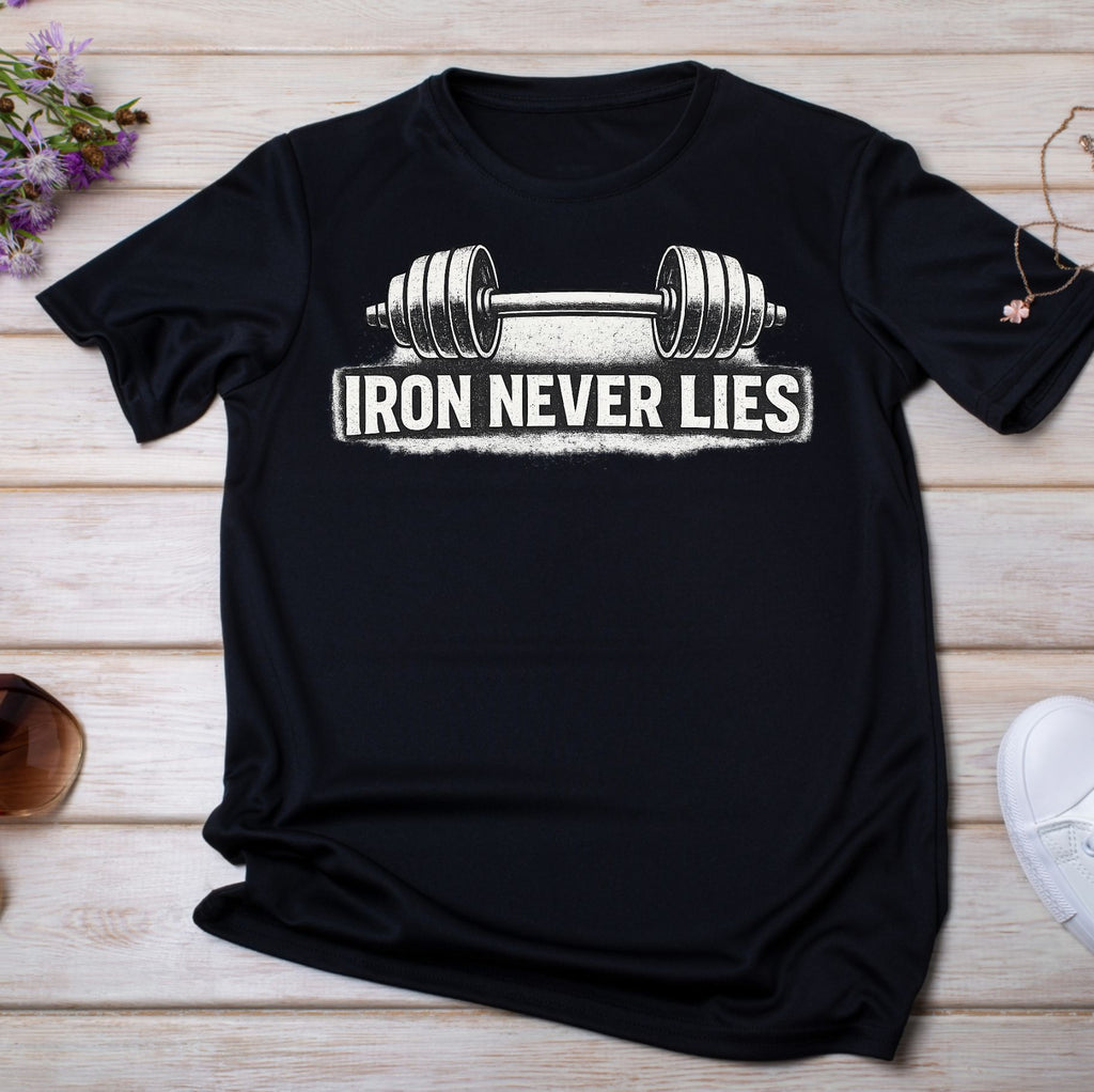 Iron Never Lies Gym T-Shirt for Men | Oversized Workout T-Shirt | Printed Fitness & Training Wear